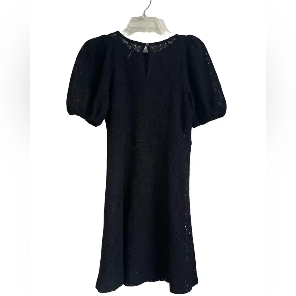 Free People Size Small Black Lace Sweater Dress Puff Sleeve Excellent‎ Condition